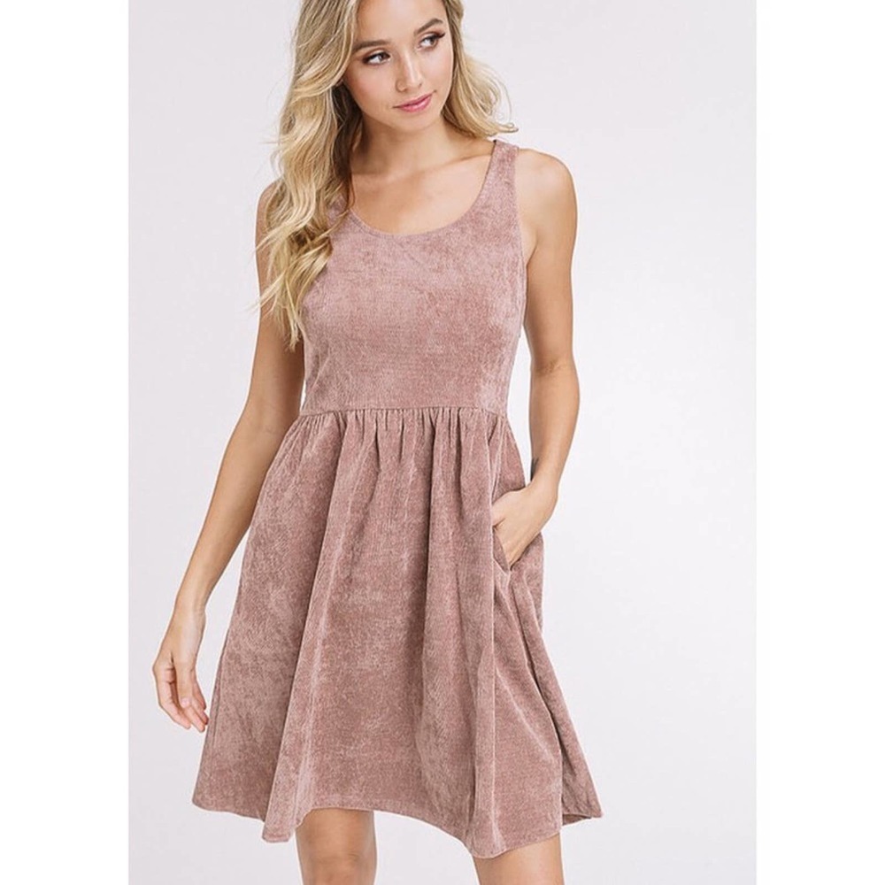 Vintage Style Corduroy Sleeveless Dress